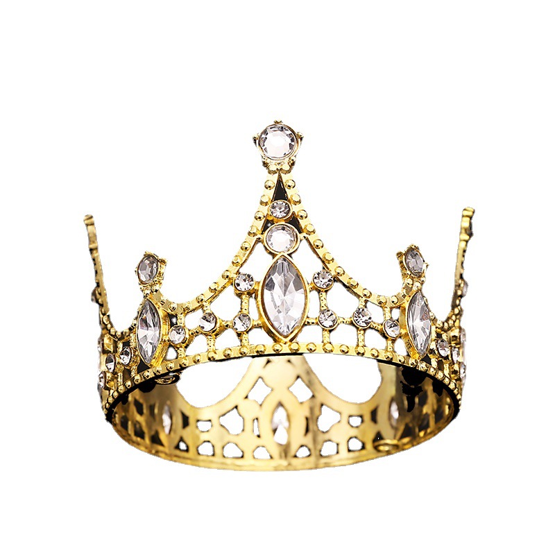 Decoración de corona de pastel de cumpleaños adornos tiara redonda para niños（18#）