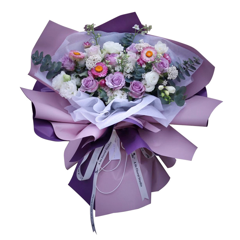 Papel de regalo de flores Ouya de color liso（10#）