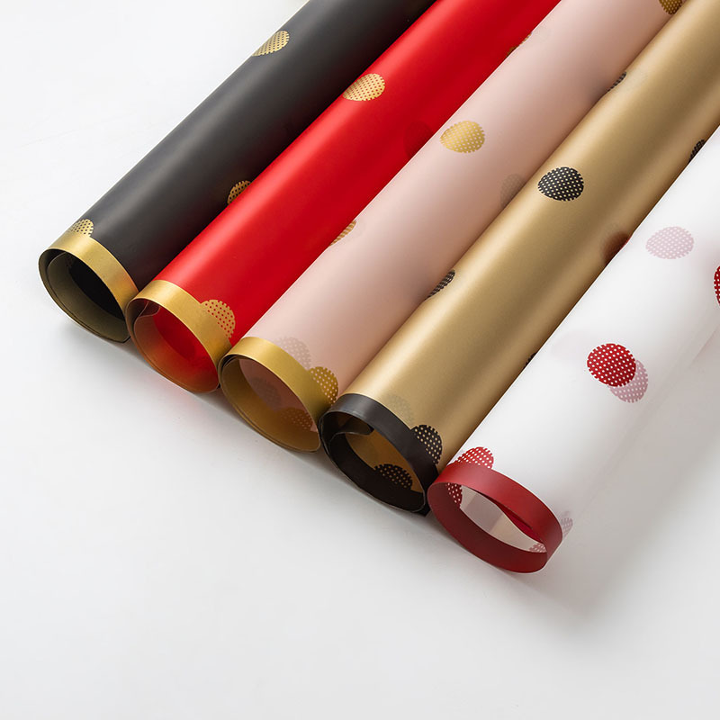 Papel de regalo de flores con borde dorado circular（24#）