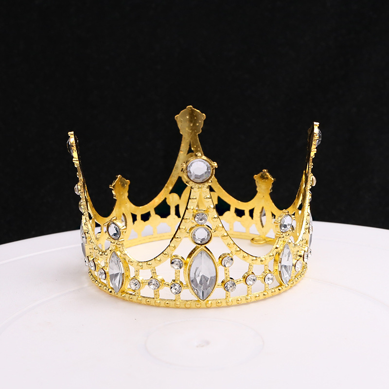 Decoración de corona de pastel de cumpleaños adornos tiara redonda para niños（18#）