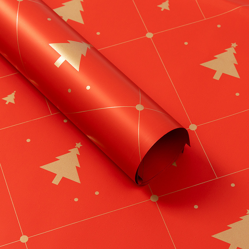 Embalaje navideño Papel de flores para envolver manzanas de Nochebuena（21#）