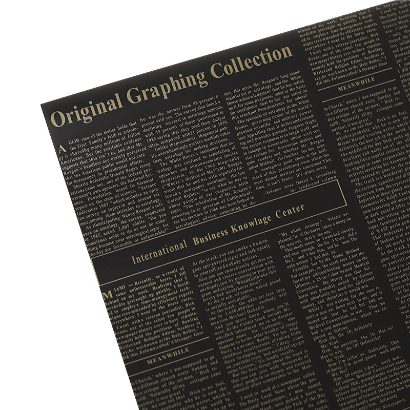 Papel de regalo de flores de papel de regalo de periódico retro inglés de piel de vaca（40#）