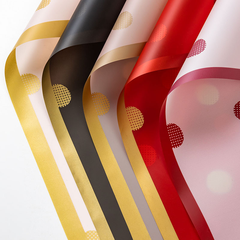 Papel de regalo de flores con borde dorado circular（24#）