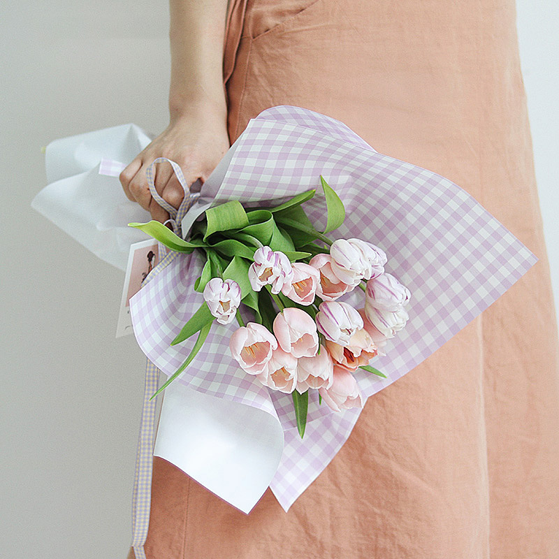 Papel de regalo de flores cuadradas a cuadros（14#）