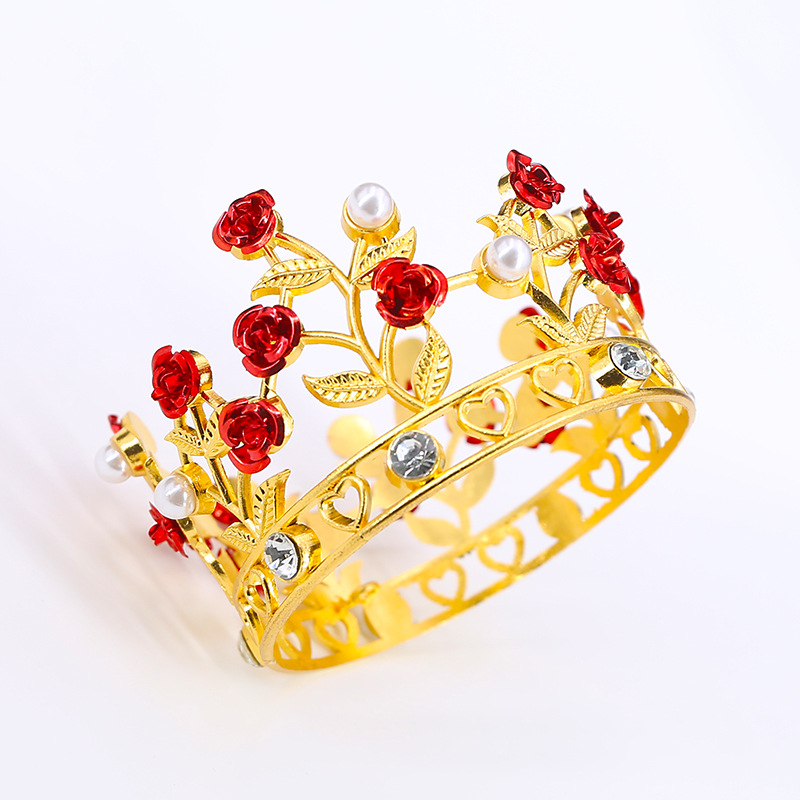 Cumpleaños flores pastel corona niños hojas redondas rosas（16#）