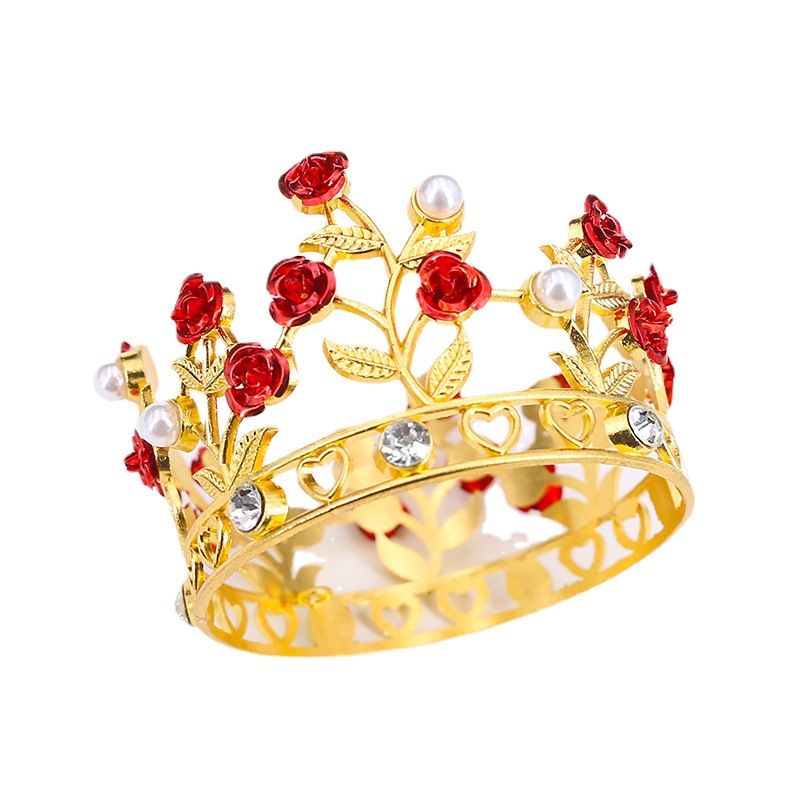 Cumpleaños flores pastel corona niños hojas redondas rosas（16#）