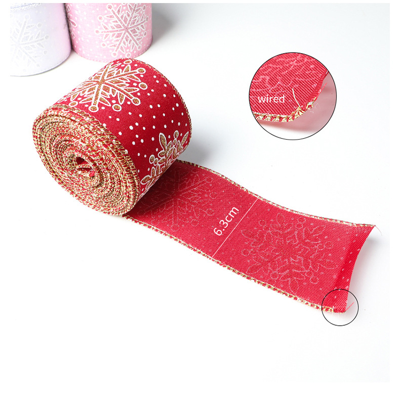 Cinta Navideña Lino Copos Nieve | Mayoreo Fábrica | Envío DDP Incluido