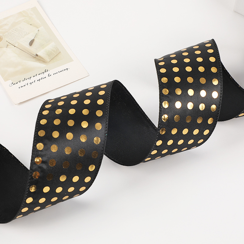 Cinta Navideña Negro Dorado Laminada | Mayoreo Fábrica | Envío DDP Incluido