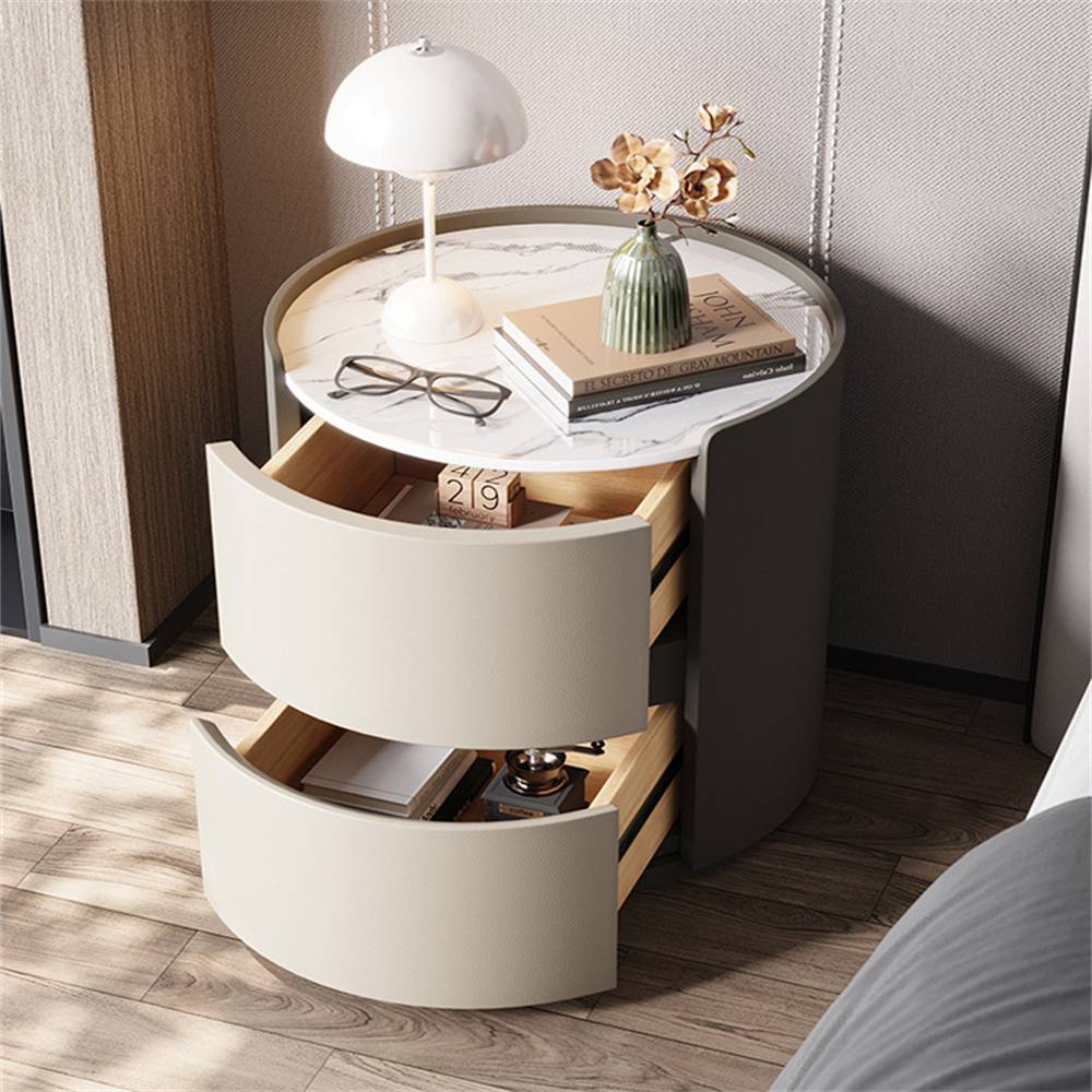 Modern Simple Double Drawer Cylindrical Bedside Table Bedroom Living Room Storage Cabinet