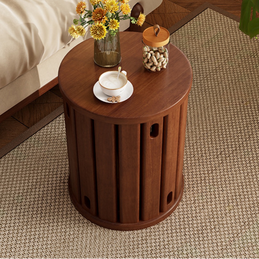 Japanese Solid Wood Folding Stool Living Room Tea Table Round Stool 2 In 1