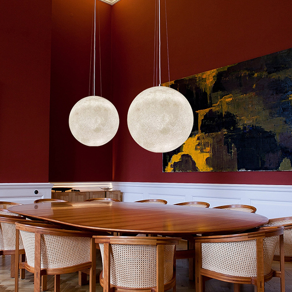 Quality Extra Large Moon Resin Globe Chandelier Nordic Ball Planet Restaurant Pendant Light-Handwovenlamp