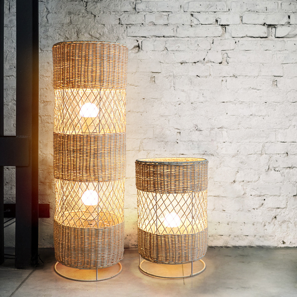Japanese B&B Zen Rattan Floor Lamp-Handwovenlamp