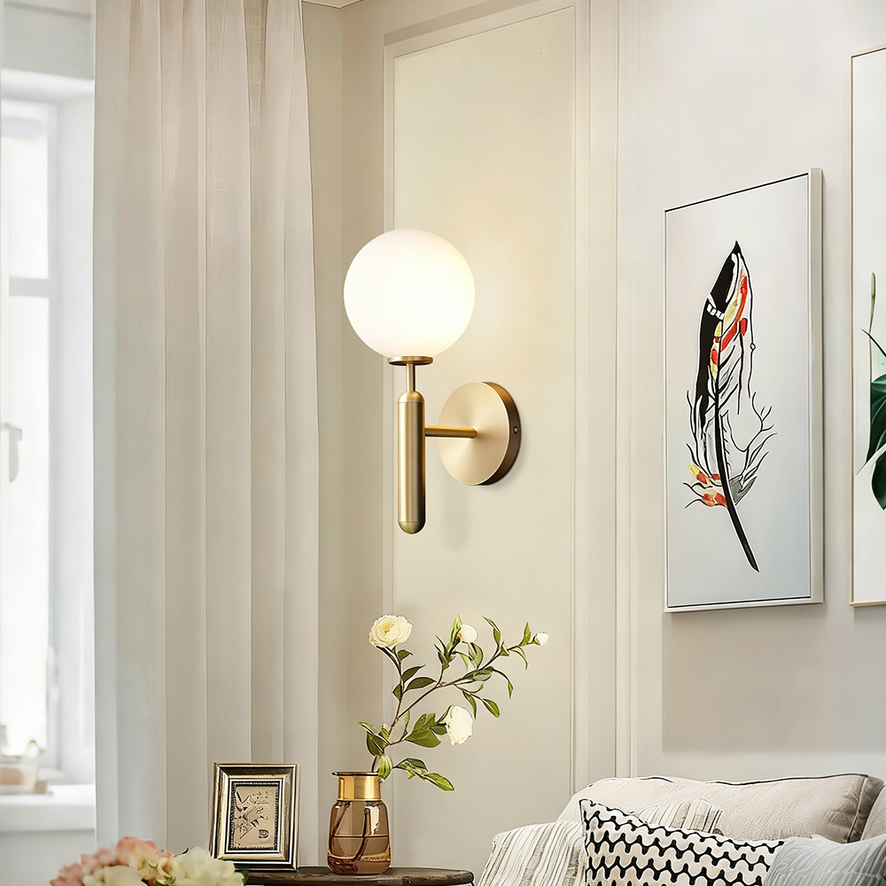 Postmodern Luxury Glass Wall Lamp Nordic Personalized  Bedroom Bedside Hallway Wrought Iron Light