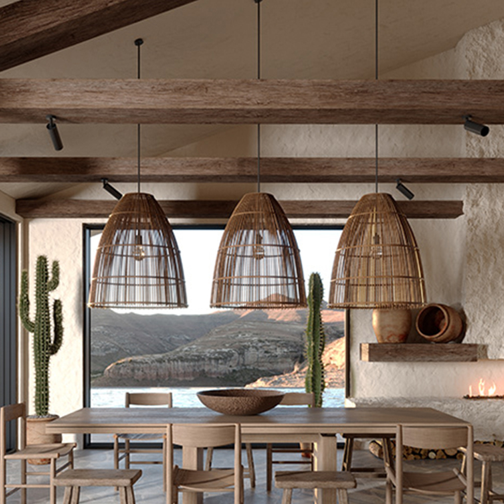 Japanese Style Hand-woven Rattan Chandelier Homestay Wabi Sabi Pendant Lamp-Handwovenlamp