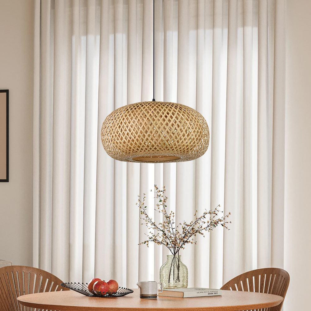 Japanese Dining Room Bamboo Pendant Lamp Handwoven lighting fixtures-Handwovenlamp