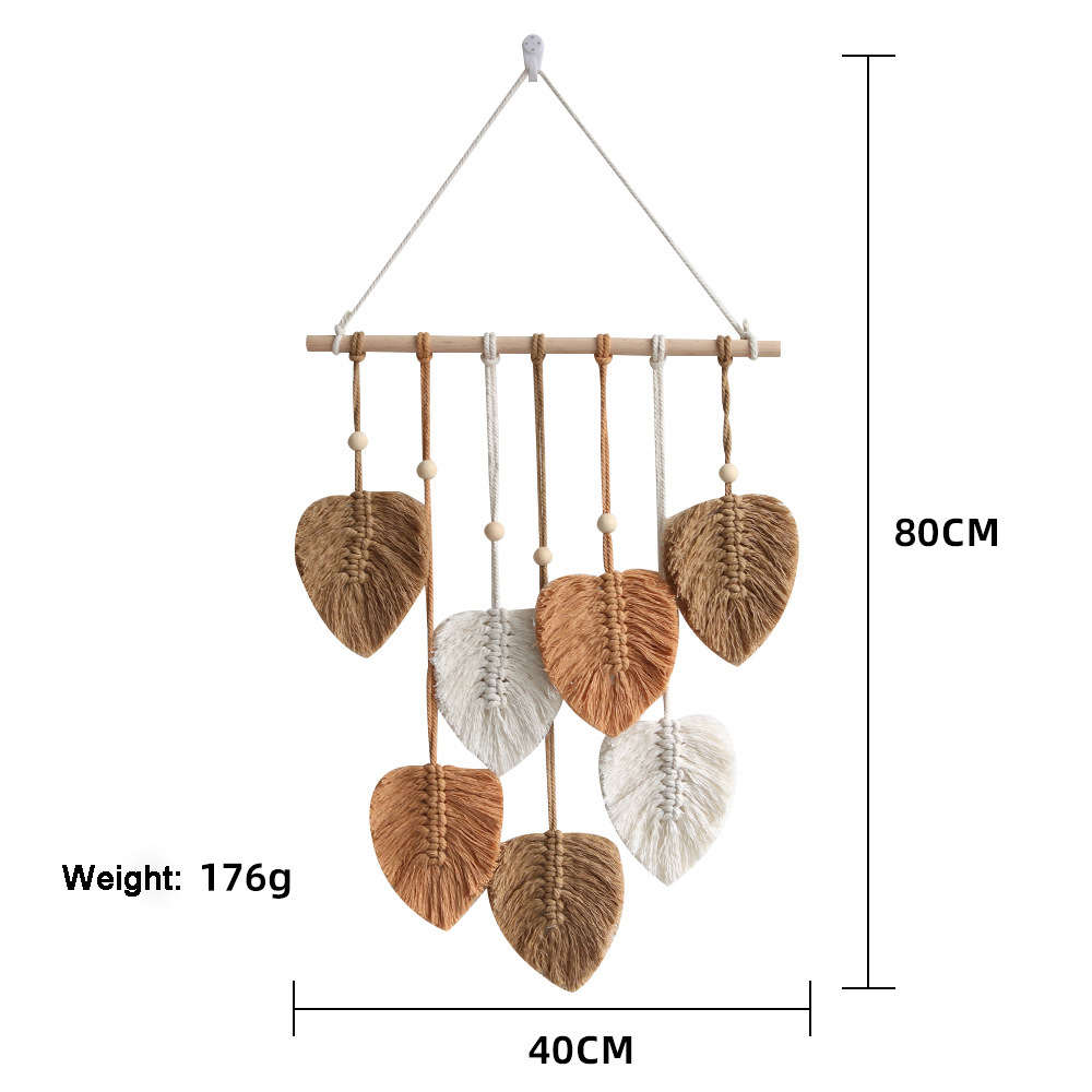 Bohemian Wall Decor Hand-woven Cotton Rope Leaf Tapestry Living Room Design-Handwovenlamp