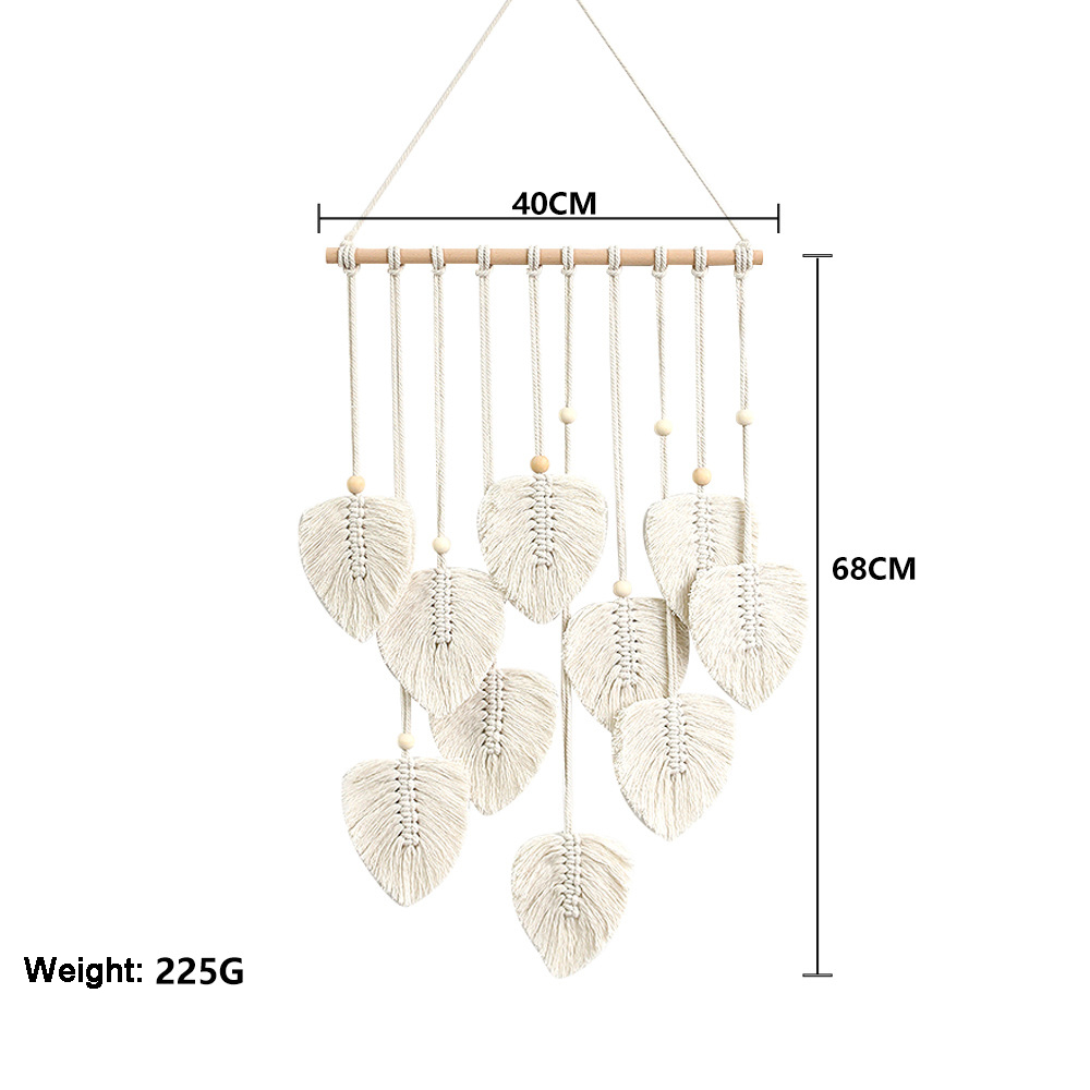 Bohemian Wall Decor Hand-woven Cotton Rope Leaf Tapestry Living Room Design-Handwovenlamp