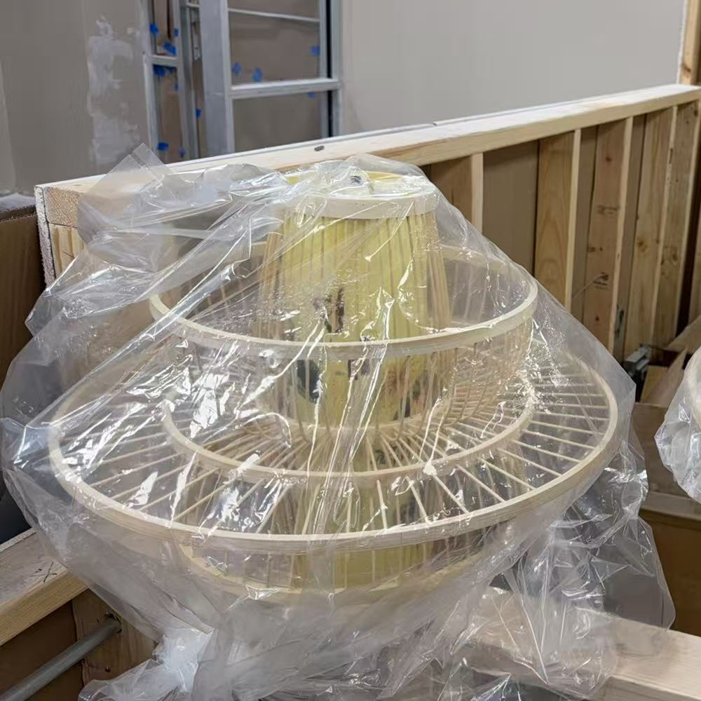 Japanese style simple lantern bamboo Pendant Light-Handwovenlamp