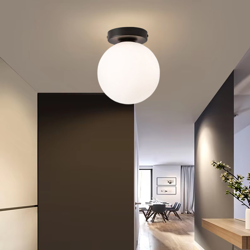 Nordic Entrance Corridor Brass Ceiling Lamp Minimalist Luxury Spherical Glass Lamp