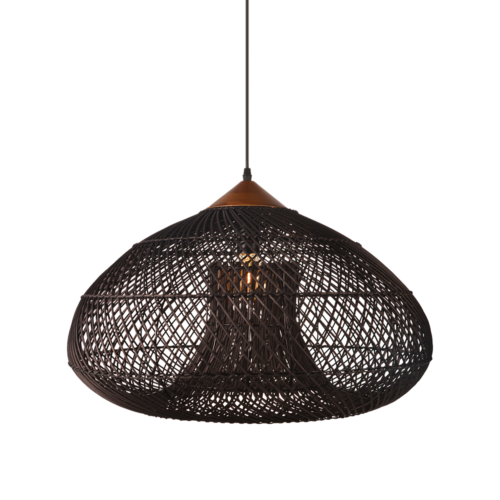Wabi Sabi Style Retro Dining Room Chandelier Rattan Zen Pendant Light-Handwovenlamp