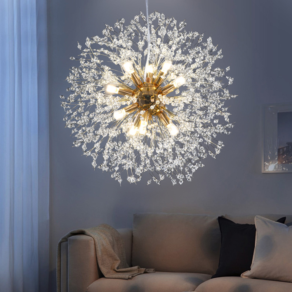 Nordic Creative Dandelion Pendant Light Beaded Crystal Chandelier-Handwovenlamp