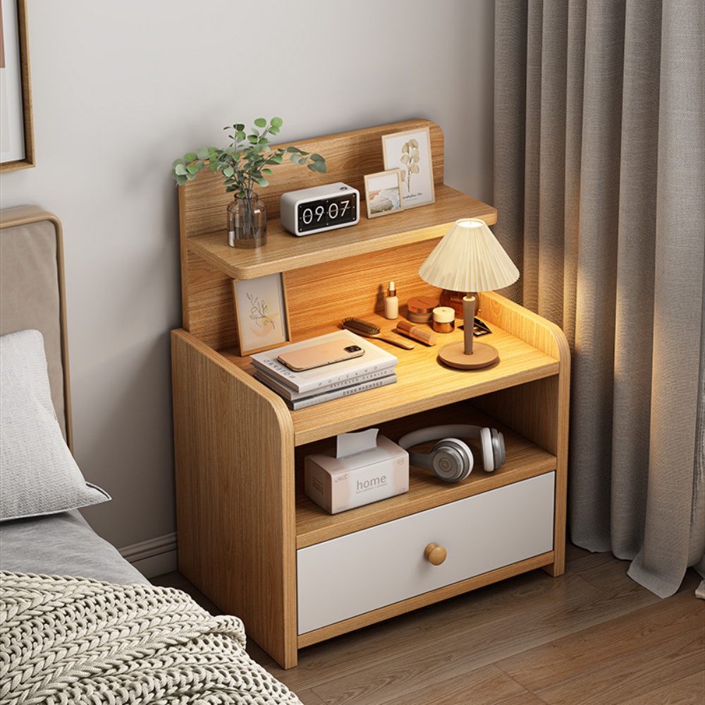 Modern Walnut Bedroom Bedside Table Small Storage Cabinet