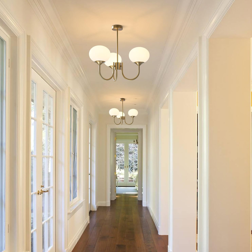 Modern 5-Light Globe Chandelier Light Fixture with Pink Smooth Glass Shade French Home Decor Glass Hanging Lamp-Handwovenlamp