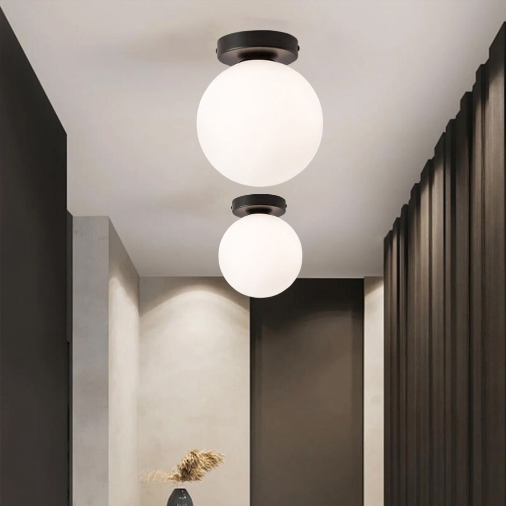 Nordic Entrance Corridor Brass Ceiling Lamp Minimalist Luxury Spherical Glass Lamp