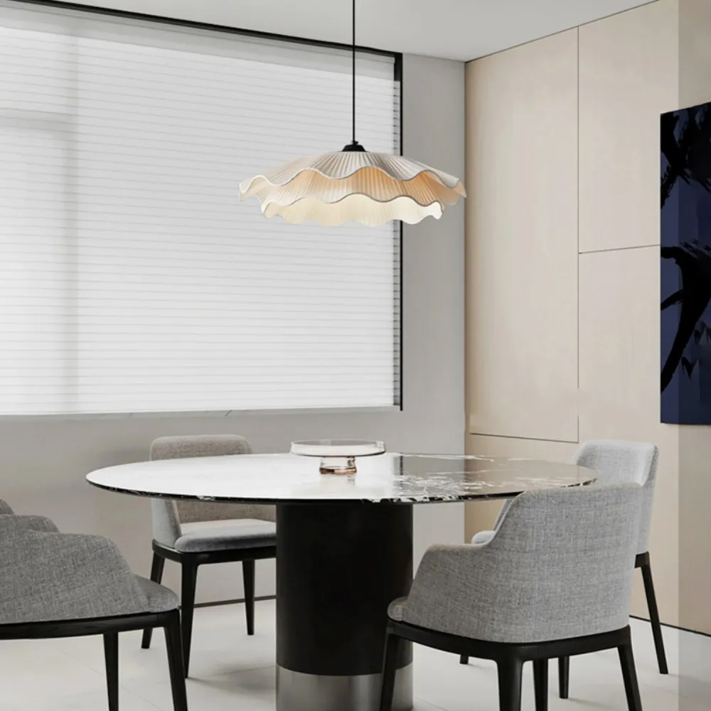 French Simple Fabric Pendant Light For Bedroom Dining Room-Handwovenlamp