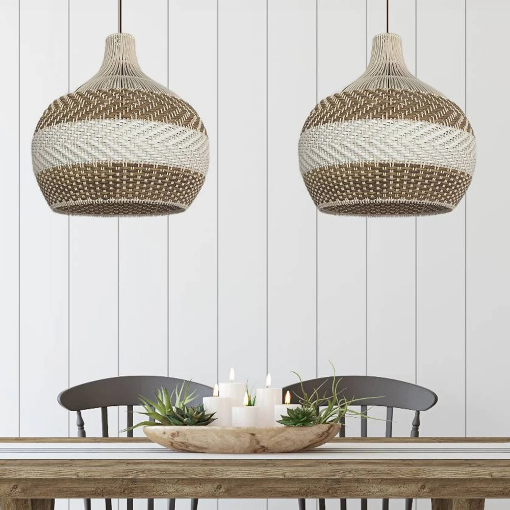 Simply White Rattan Pendant Light-Handwovenlamp