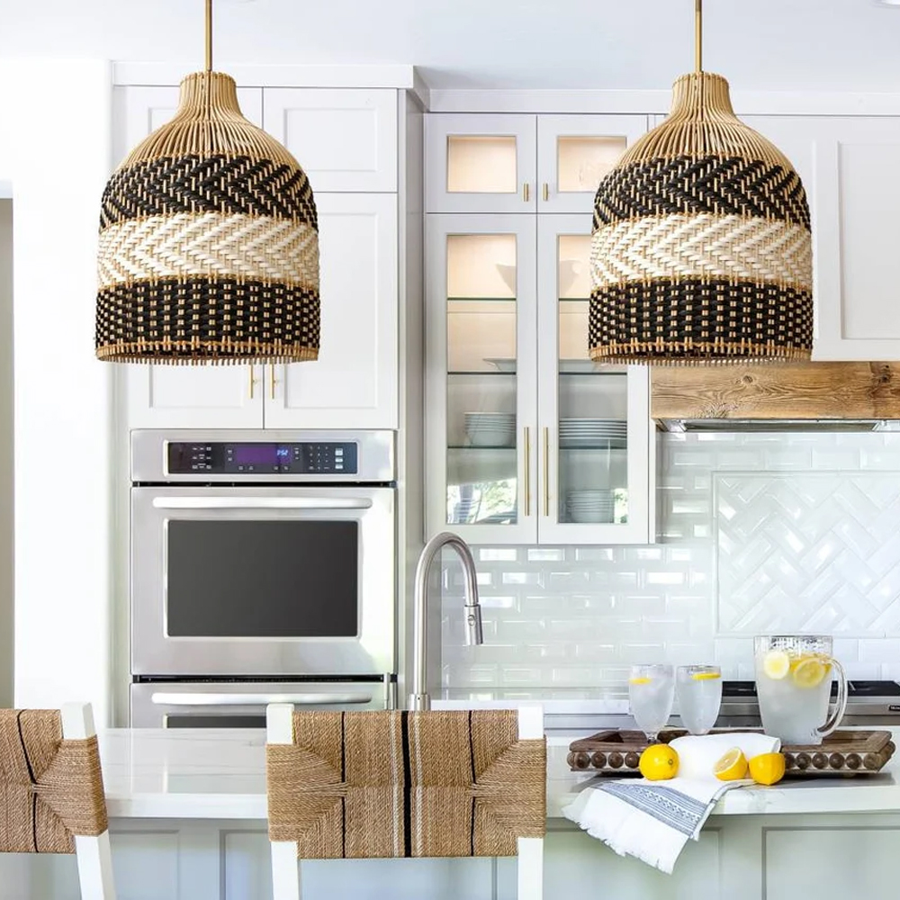 Contemporist Woven Rattan Pendant Light Kitchen Island Ceiling Lighting Chandelier-Handwovenlamp