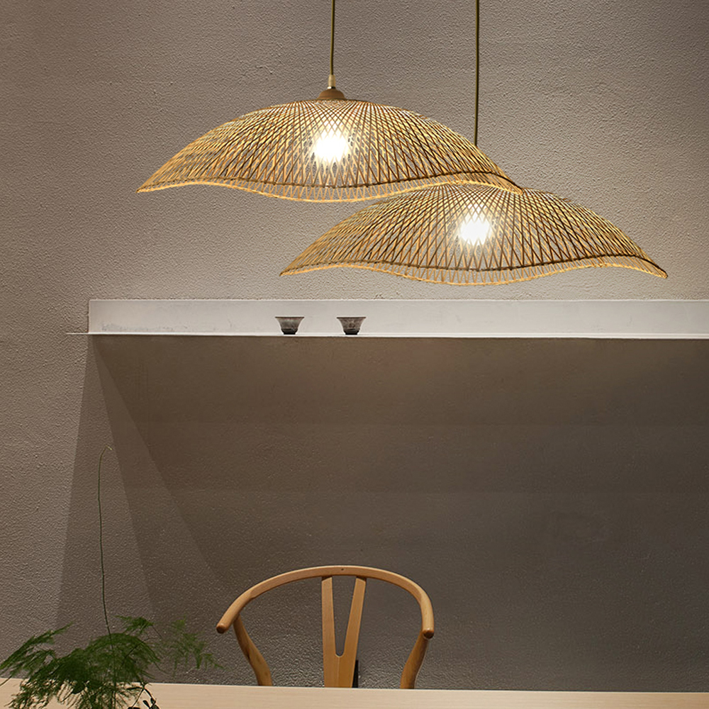 Japanese Bamboo Woven Chandelier B&B Living Room Handmade Pendant Light-Handwovenlamp