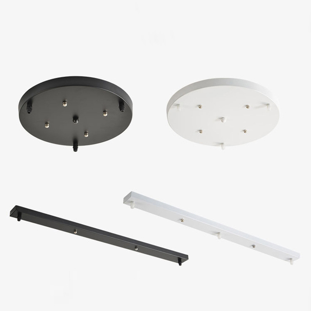 Hardwired Two-headed Three-headed Black Ceiling Plate White Lamp Base-Handwovenlamp