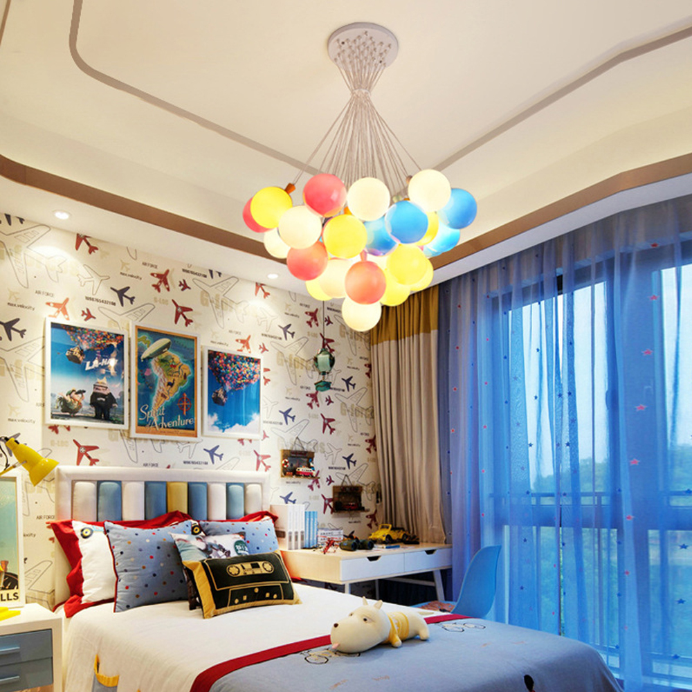 Nordic Children's Bedroom Colorful Bubble Ball Chandelier Nursery Pendant Lights-Handwovenlamp