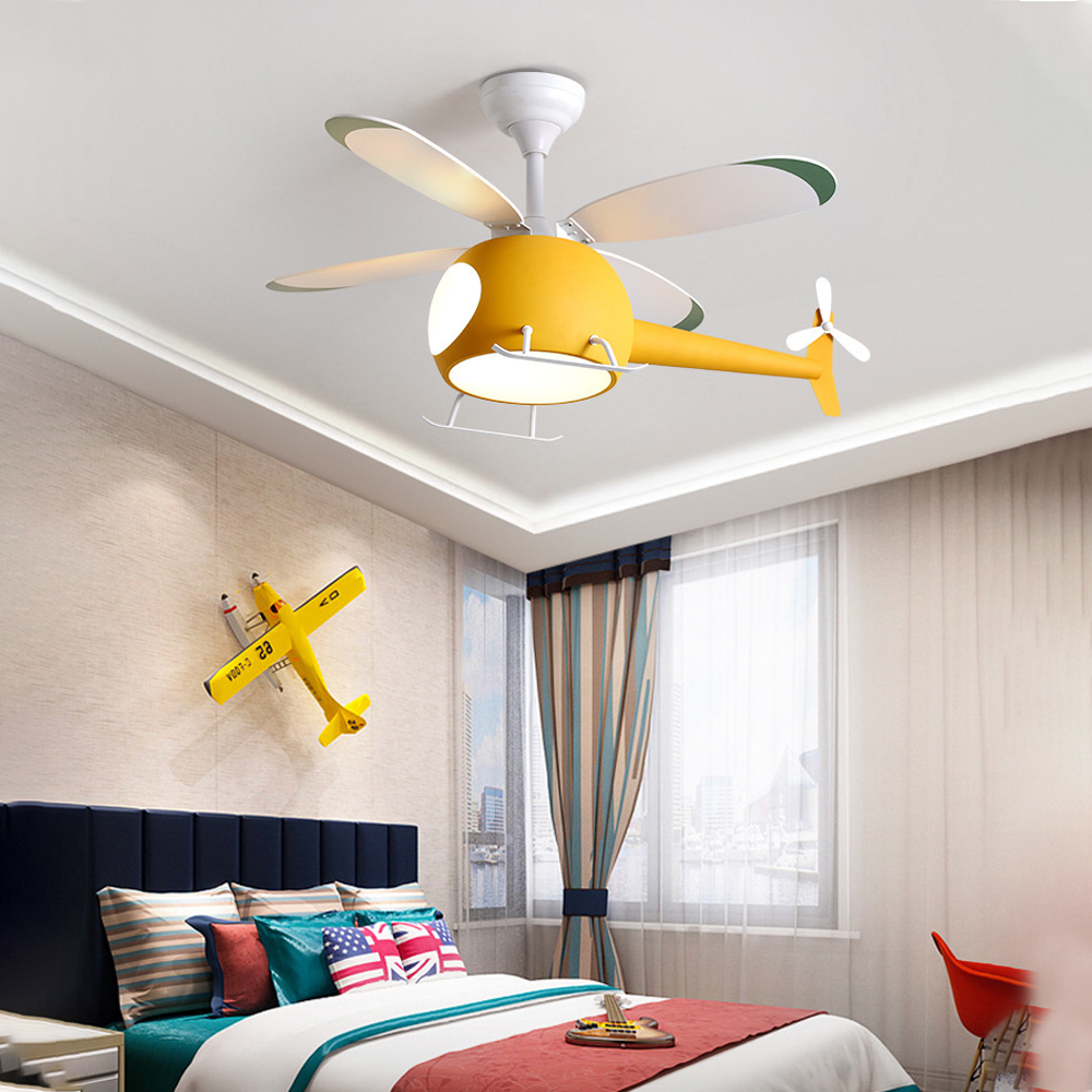 Children's Room Fan Light Cartoon Airplane Ceiling Lamps For Nursery-Handwovenlamp