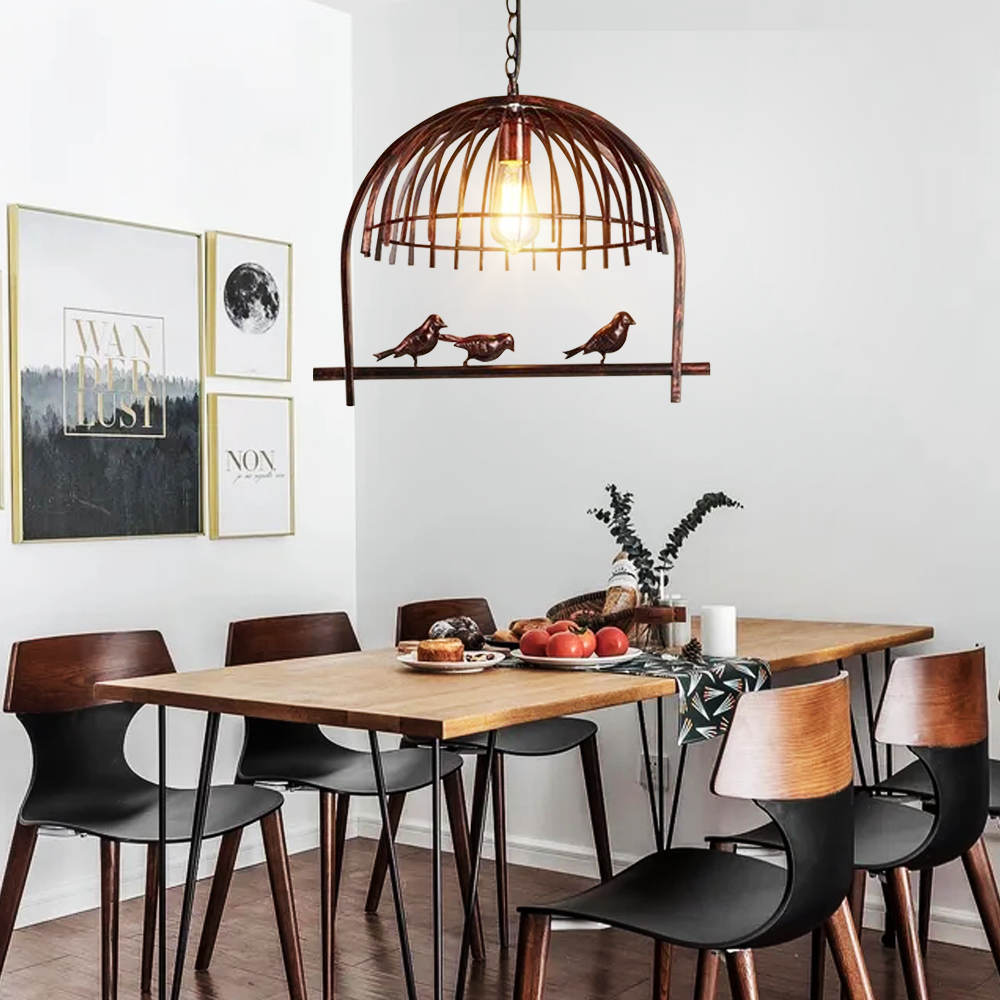 Industrial Style Metal birdcage chandelier Nordic Birds Pendant Light-Handwovenlamp