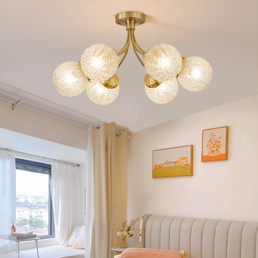 Modern Home Decor Bubble Pendant Light 8 Heads Copper Chandelier-Handwovenlamp