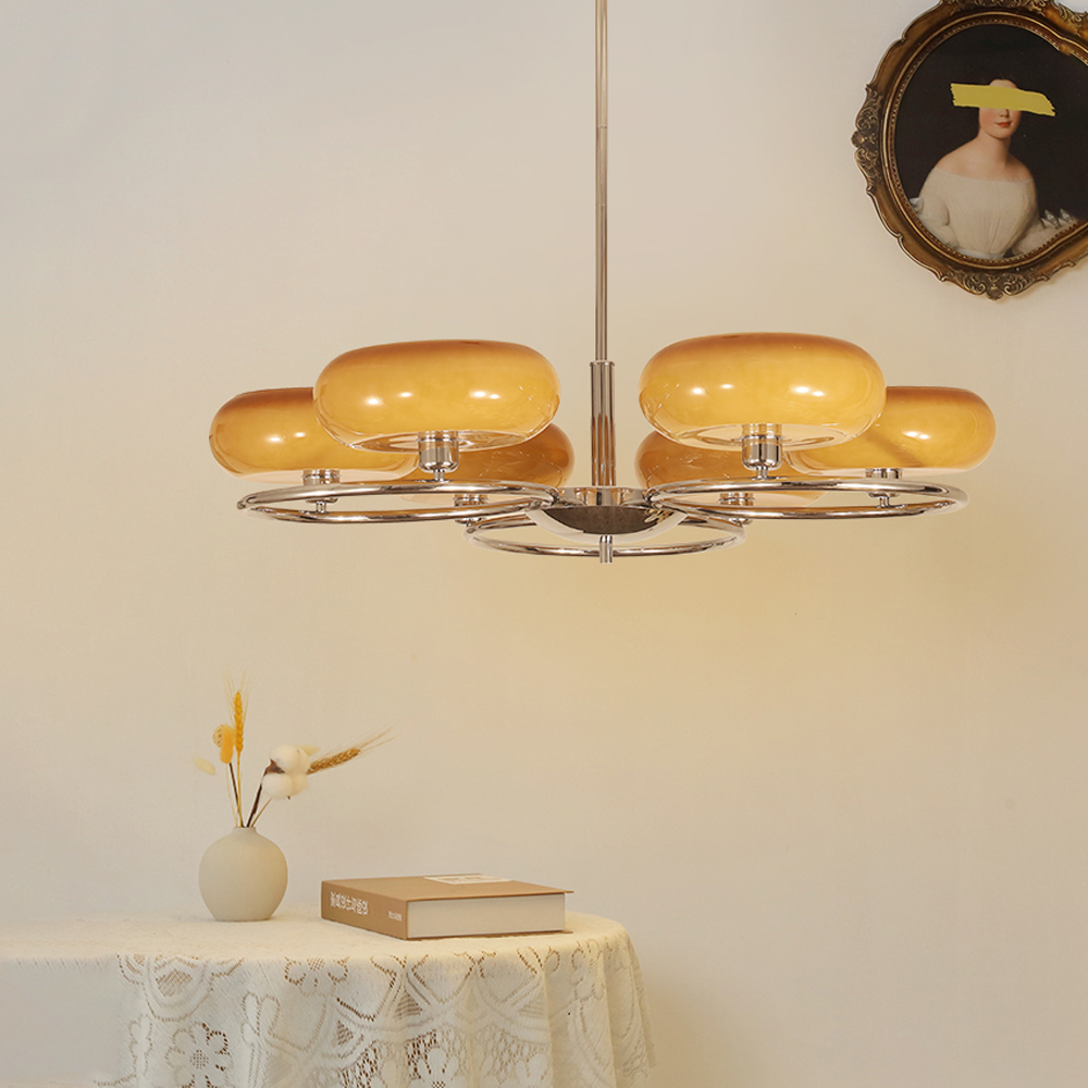 Modern 6 Heads Chandelier Living Room Design Minimalist Ceiling Lamp-Handwovenlamp