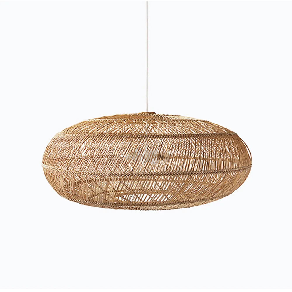 Hand-Woven Rattan Pendant Light Shade Dining Room Hanging Lamp-Handwovenlamp