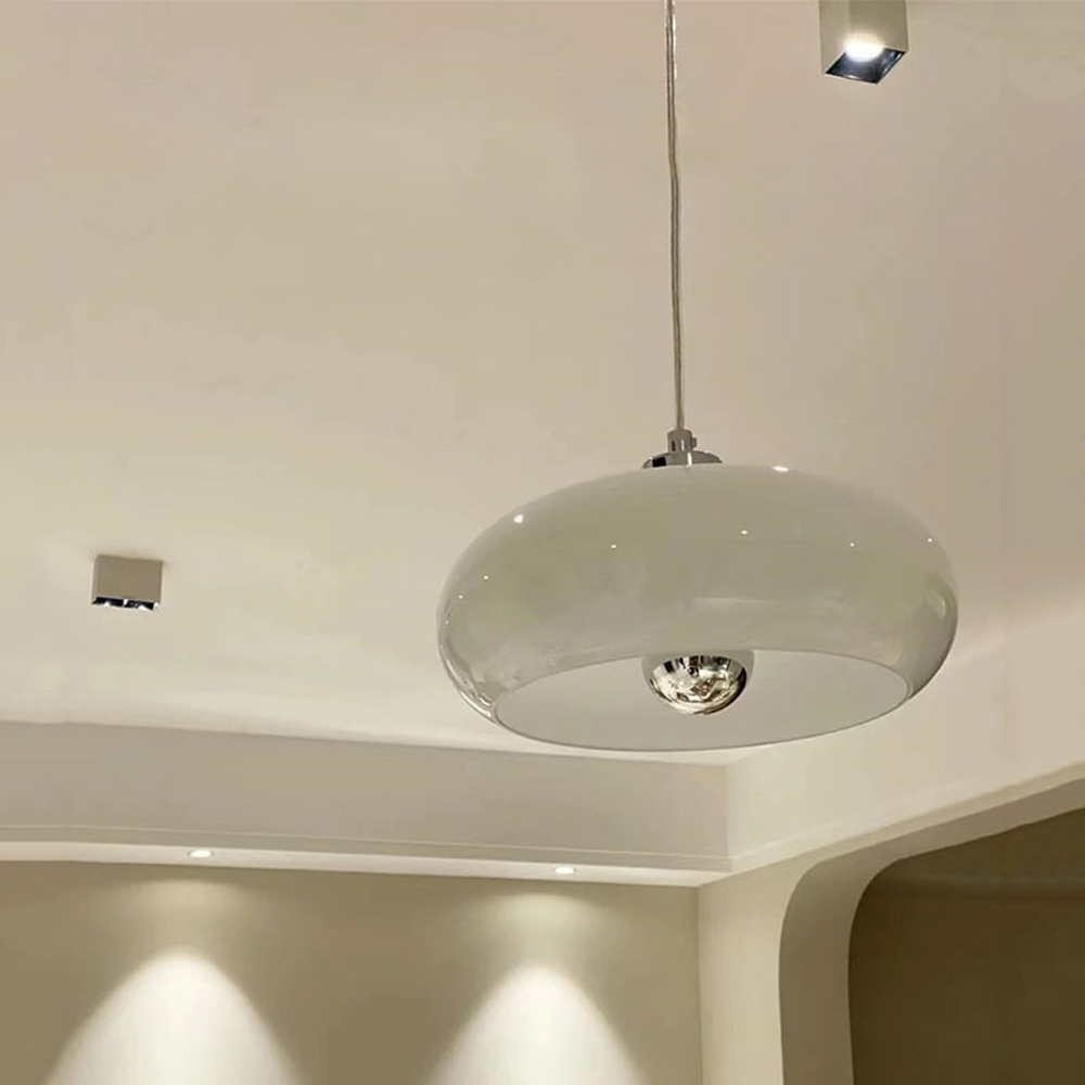 Milk White Glass Pendant Light Dining Room Hanging Chandelier-Handwovenlamp