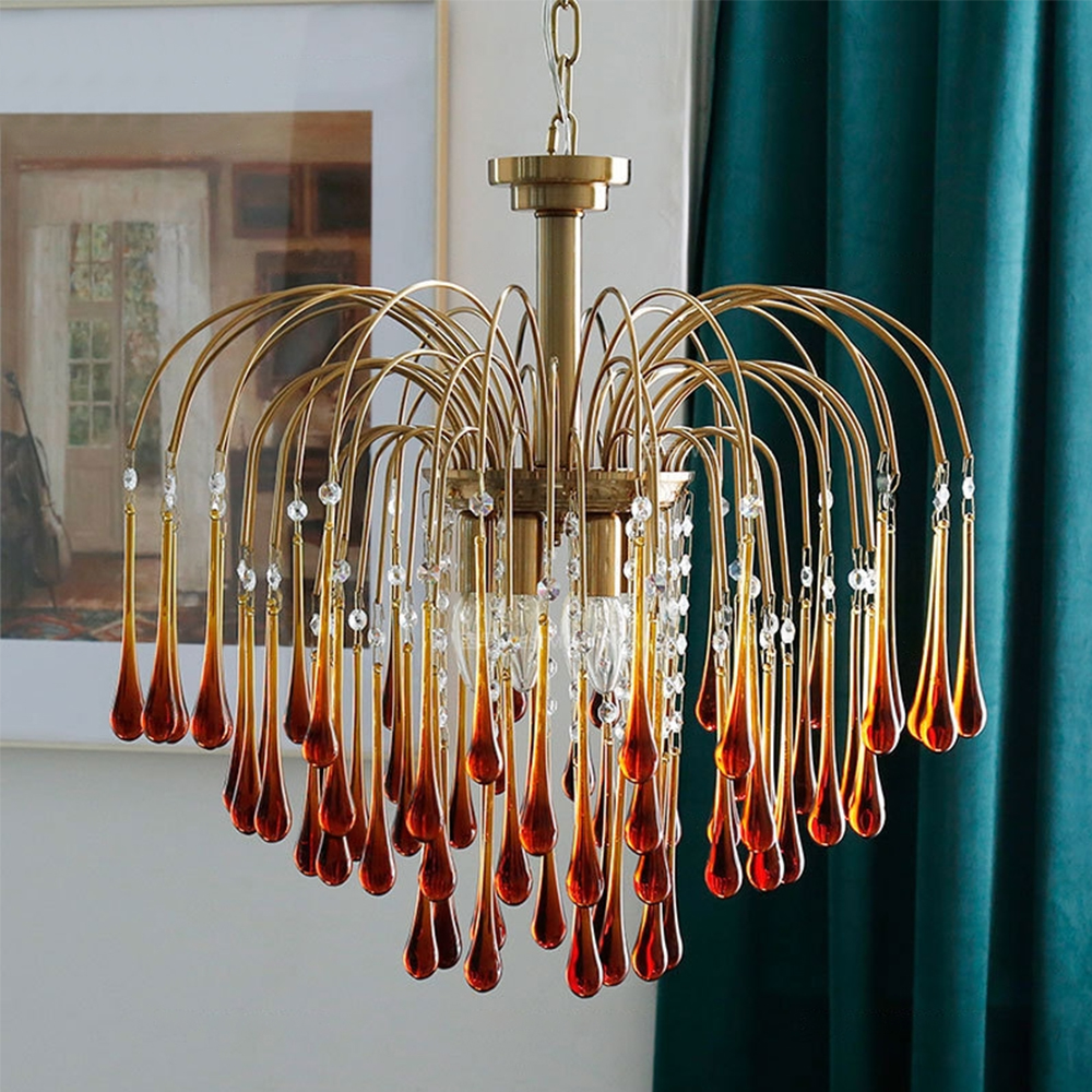Classical Drop Glass Chandelier Italian Design Living Room Crystal Lighting-Handwovenlamp