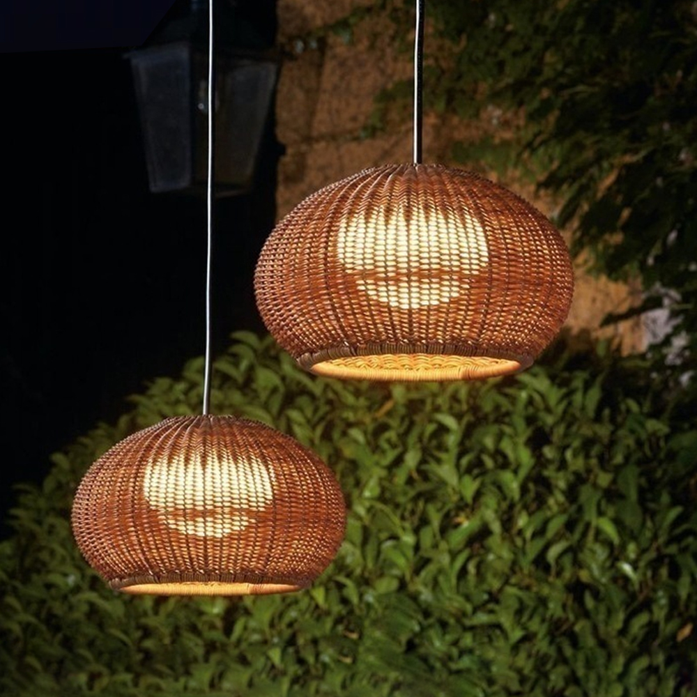 Outdoor Waterproof Pendant Light Homestay Rattan Lighting-Handwovenlamp