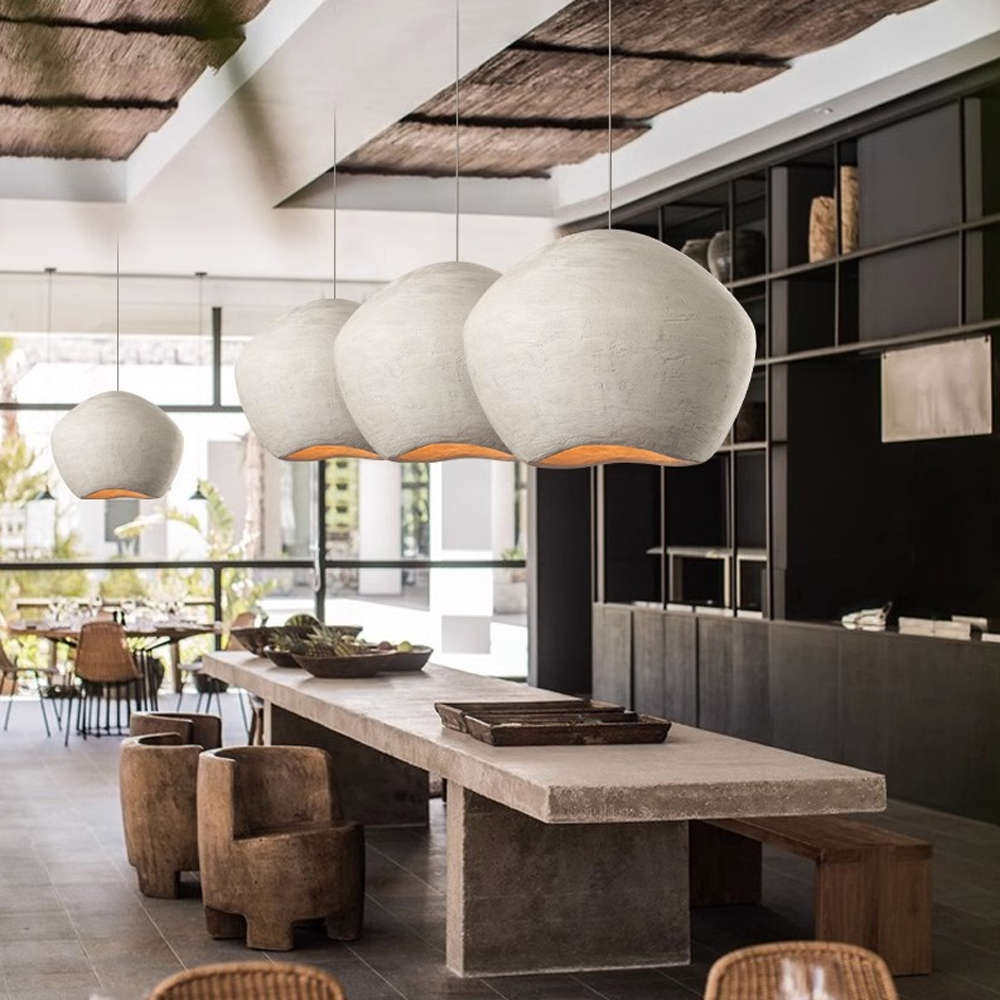 Japanese Minimalist Bell Chandelier Wabi-sabi B&B Dining Room Pendant Light-Handwovenlamp