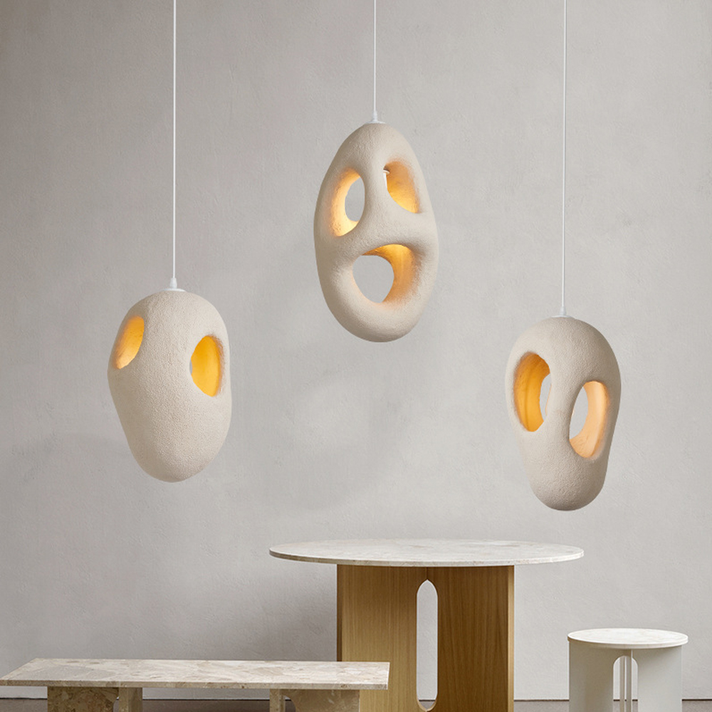 Japanese Retro Handmade Hanging Lamp High Density Polystyrene Wabi Sabi Pendant Light-Handwovenlamp
