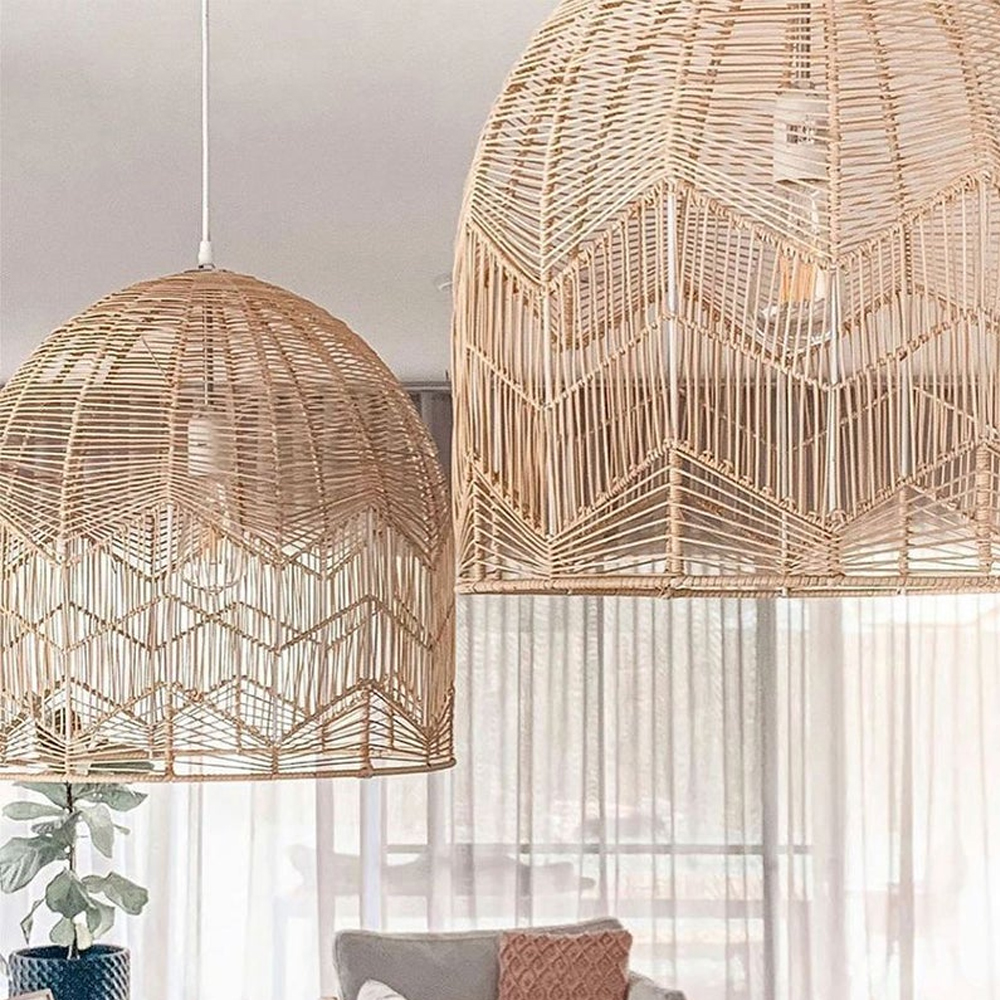 Handmade Rattan Pendant Lamp Shade Boho Light Fixture