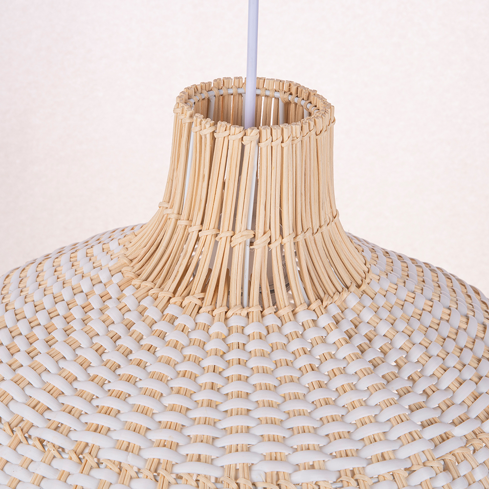 Coastal Kitchen Island White Pendant Light Handmade Rattan Chandelier-Handwovenlamp