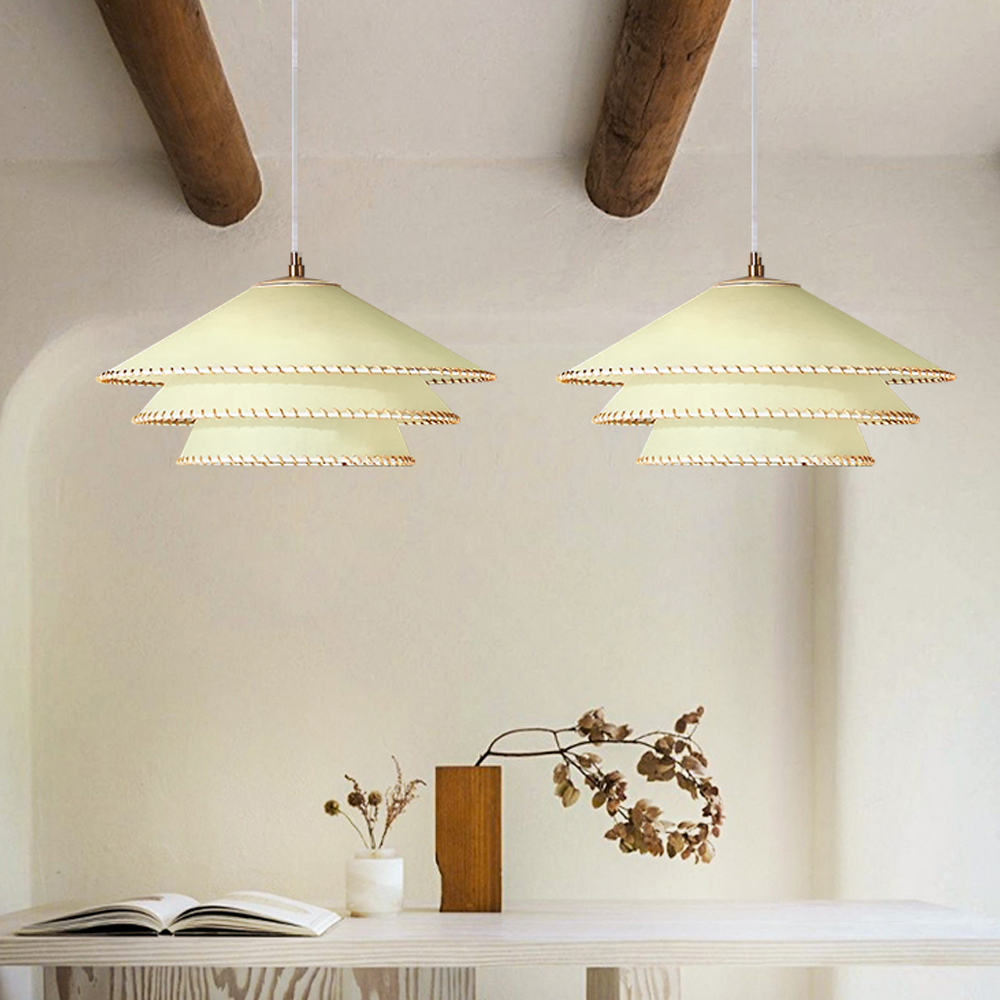 Nordic Simple PVC Dining Chandelier Wabi-sabi Style Bedroom Pendant Light-Handwovenlamp