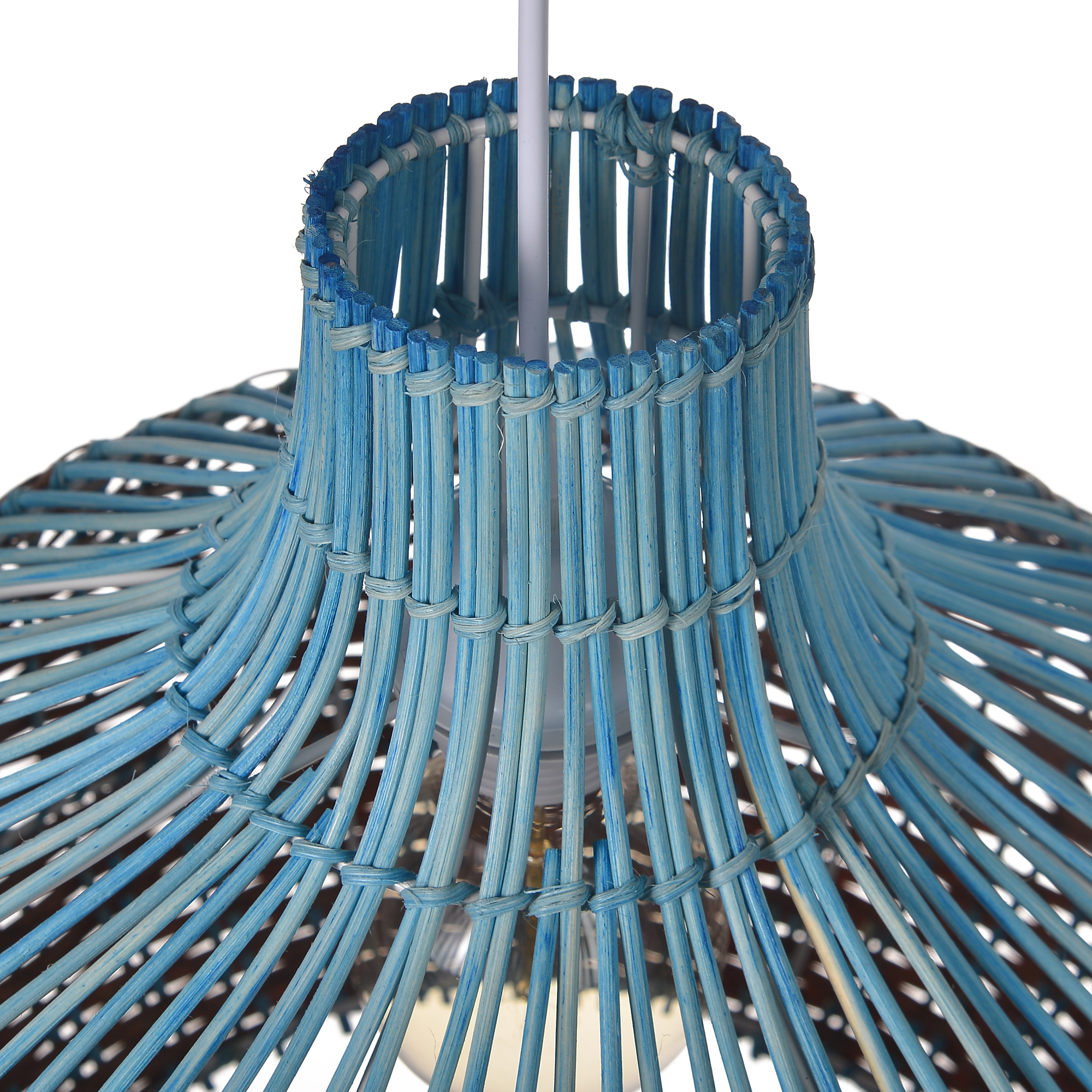 Kitchen Blue-brown Rattan Pendant Lights Fixture Ceiling Hanging Lamp Shade-Handwovenlamp