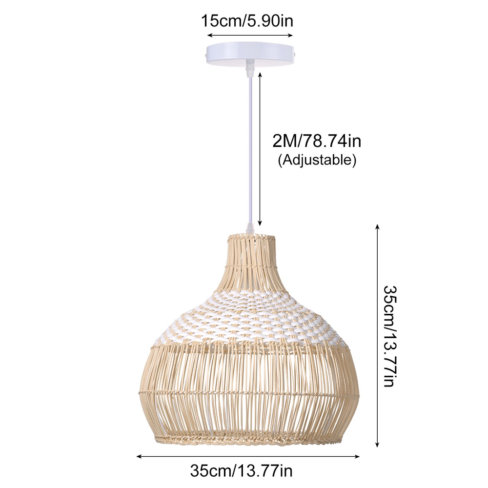White Rattan Pendant Light Woven Rattan Lampshade-Handwovenlamp