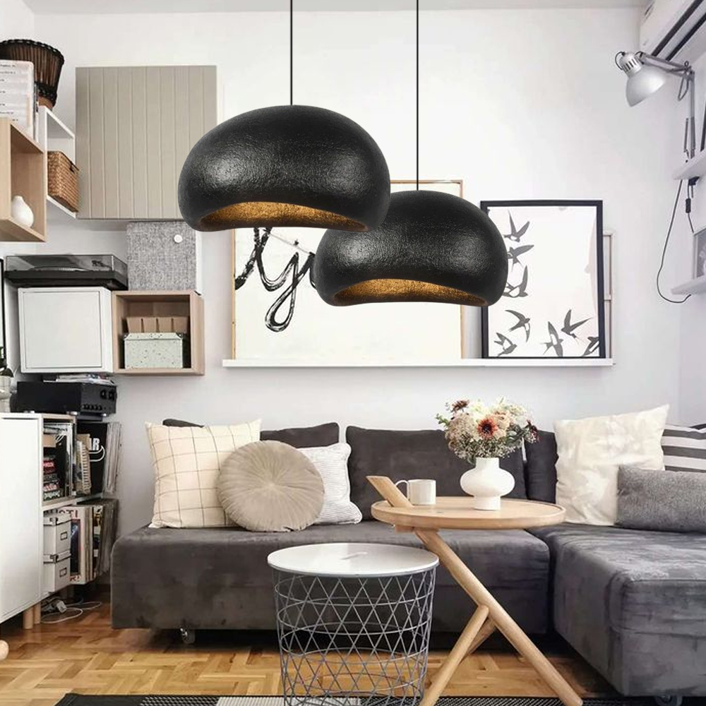 Macaron Chandelier Living Room Wabi Sabi Style Oval Pendant Lamps-Handwovenlamp